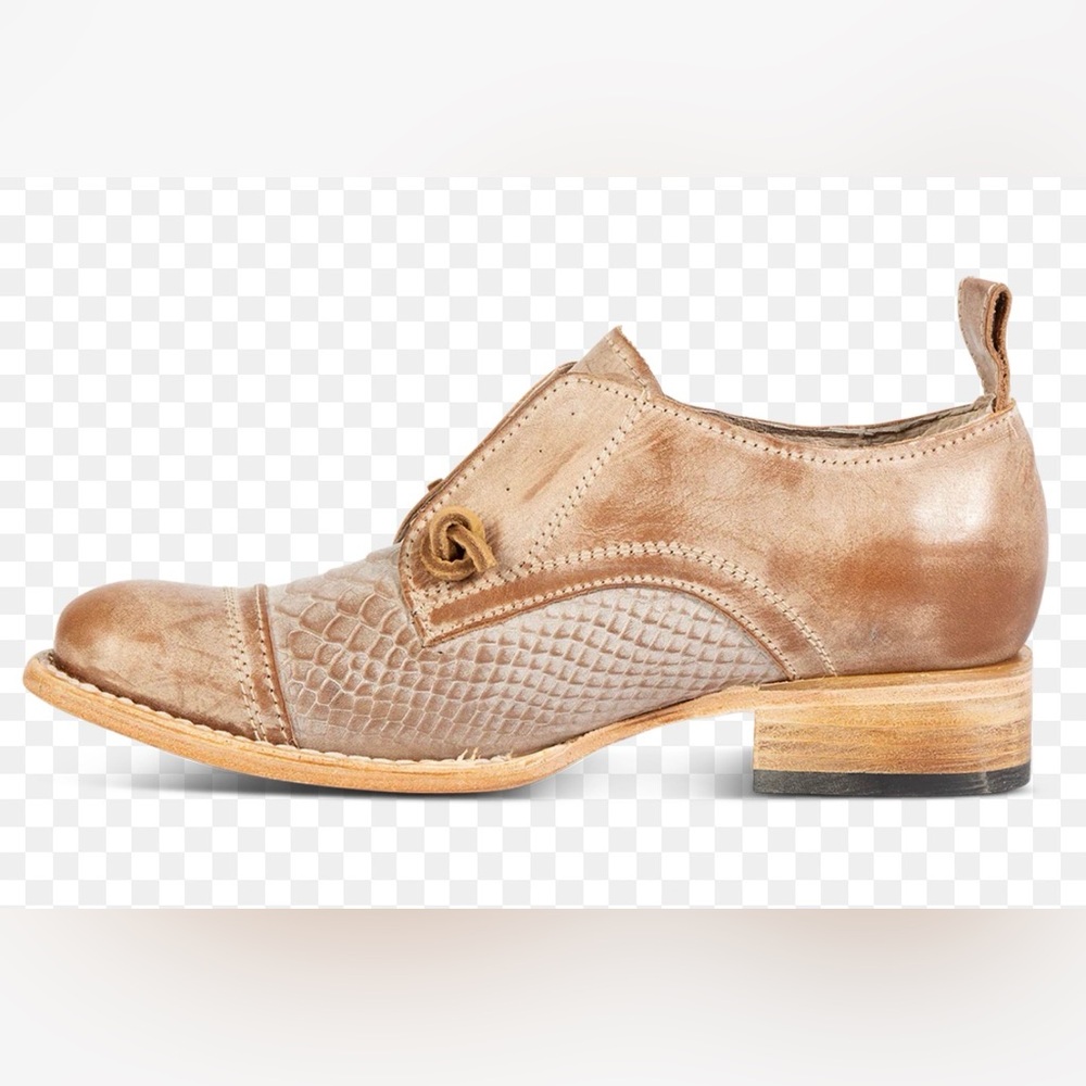 FREEBIRD MABEL Taupe Multi Women's Tan Leather Slip-On Low Heel Shoes - Picture 2 of 16